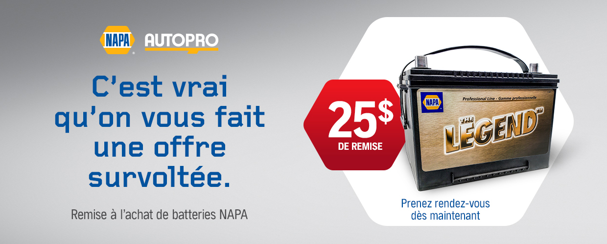 Promotion sur les batteries NAPA AUTOPRO
